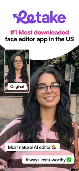 Retake AI portrait editing screen
