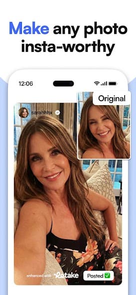 Retake AI app screen showing photo generation styles